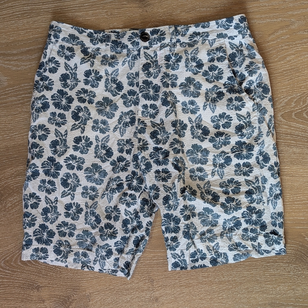 Jachs NY Floral Print Seersucker Chino Shorts Summer Weight Men's Tropical‎